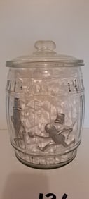 Planters Peanut glass  barrel jar