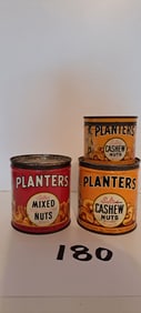 (3) Planters Peanuts tin cans