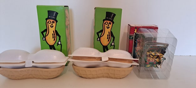 2 Avon Mr. Peanut soap dishes, Christmas ornament
