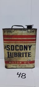 Socony Lubrite 2 gallon oil can