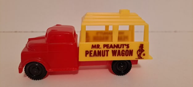 red and yellow Mr Peanut's peanut wagon