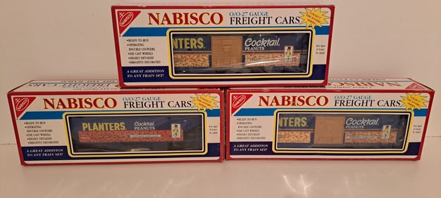(3) Planters Peanut model train cars