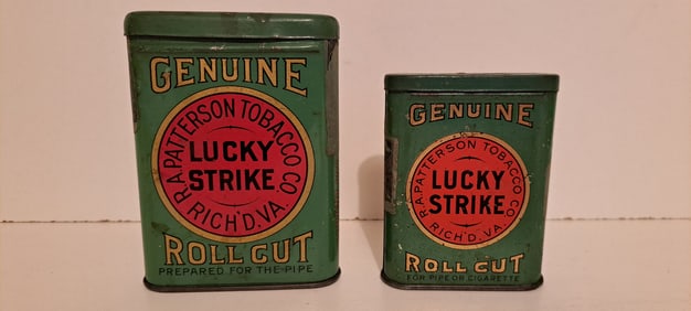 (2) Lucky Strike tobacco pocket tins