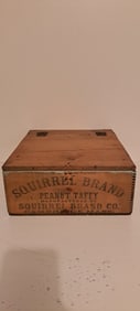 Squirrel Brand peanut taffy wooden box