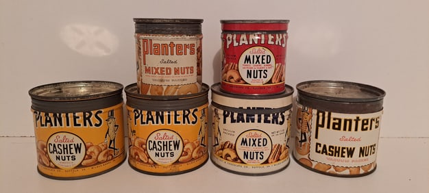 (6) Planters Peanut tins
