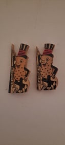 (2) Mr. Peanut wooden World's Fair pins