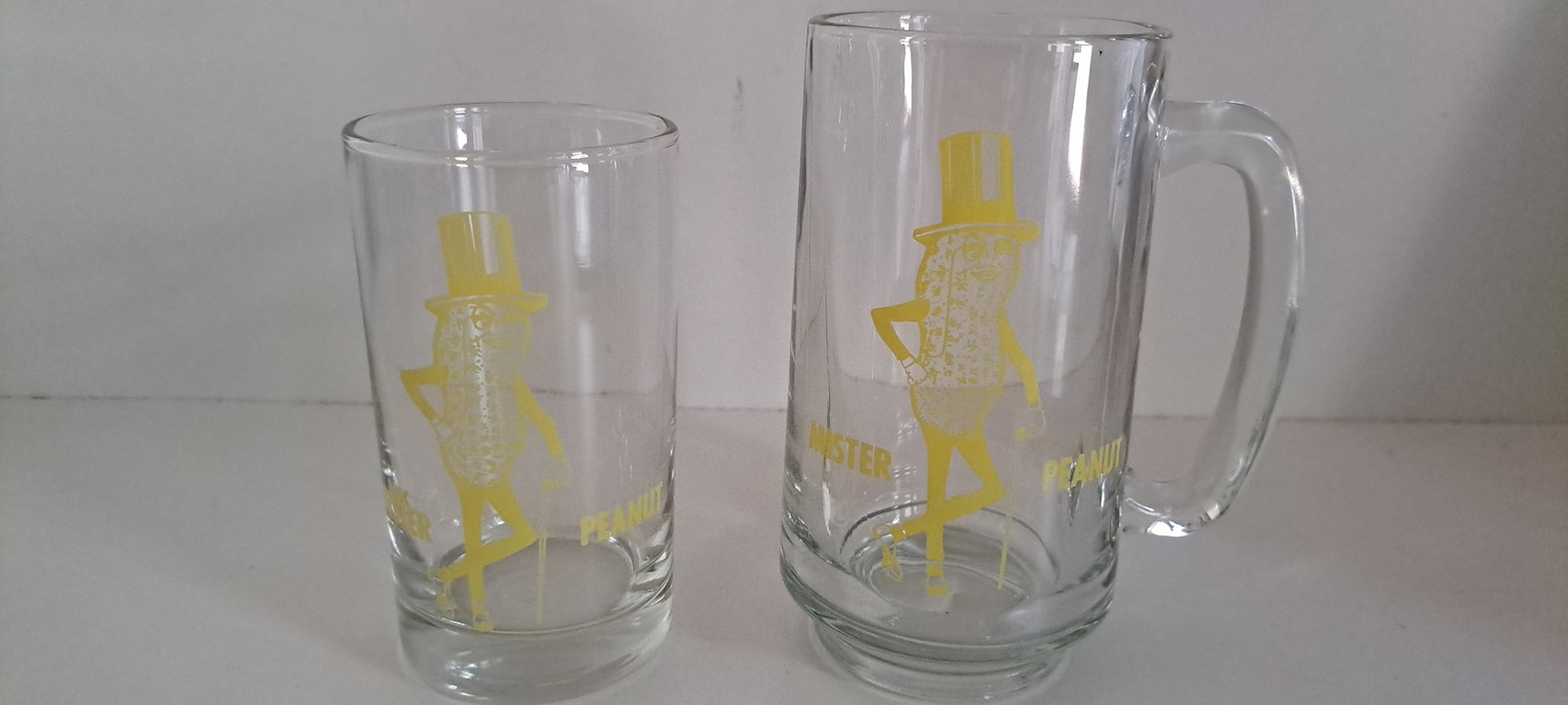 Mr. Peanut glass mug and glass (1 of 3)