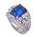 A platinum, diamond, and blue stone ring - 2