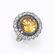 A yellow sapphire, sapphire, diamond, and platinum