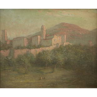 John Ferguson Weir (American, 1841–1926), , Alhambra,: John Ferguson Weir (American, 1841–1926) Alhambra, Granada, Spain Signed 'J. F. Weir/Assist.' bottom right, oil on canvas 17 1/2 x 23 in. (44.5 x 58.4cm) PROVENANCE: Private Collection, Connecticut.