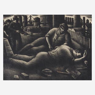 Paul Raphael Meltsner (1905-1966) and John E. Costigan: Paul Raphael Meltsner (1905-1966) and John E. Costigan (1888-1972)Two works: "Death of a Striker" and "Workers in the Field", the second dated "1933"Etchings, "The Death of a Striker" titled, l.l., an