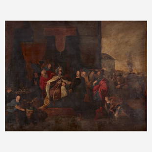 Manner of Frans Francken the Younger: Manner of Frans Francken the Younger (Flemish, 1581–1642) At the Court of King David Oil on copper 30 1/8 x 39 1/8 in. (76.5 x 99.4cm) PROVENANCE: Private Collection, Virginia.