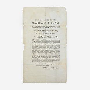 [Americana] [American Revolution] Putnam, Israel By the Honorable Major-General Putnam, Commander of: [Americana] [American Revolution] Putnam, Israel By the Honorable Major-General Putnam, Commander of the Forces of the United American States, At and near the White-Plains American Revolutionary