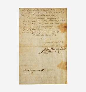 [Americana] [Declaration of Independence] Hancock, John Letter, signed: [Americana] [Declaration of Independence] Hancock, John Letter, signed John Hancock proclaims the adoption of the Declaration of Independenceâ€œCongress have judged it necessary to dissolve all