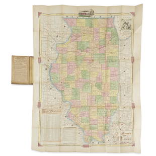 [Americana] [Illinois] Colby, Charles Hand-Book of Illinois, Accompanying Morse's New Map of the: [Americana] [Illinois] Colby, Charles Hand-Book of Illinois, Accompanying Morse's New Map of the State New York: Rufus Blanchard, 1855. Second issue. 12mo. 36 pp; large hand-colored folding map, 30