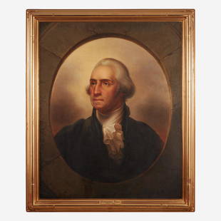 Rembrandt Peale (1778-1860) Portrait of George Washington (1732-1799) in Presidential Costume: Rembrandt Peale (1778-1860) Portrait of George Washington (1732-1799) in Presidential Costume Oil on canvas, framed (35 in. x 27 7/8 in. (sight)) Provenance From the Estate of former Penn