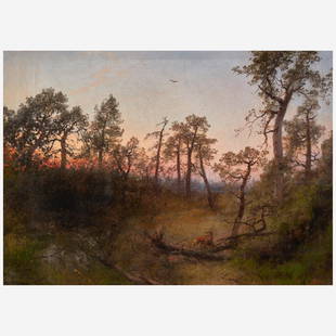 Hermann Herzog (American/German, 1832–1932) Near the Outlet of the Waccasassa River, : Hermann Herzog (American/German, 1832–1932) Near the Outlet of the Waccasassa River, Florida Signed 'H. Herzog' bottom left, oil on canvas 20 1/8 x 28 in. (51.1 x 71.1cm) ProvenanceRobert