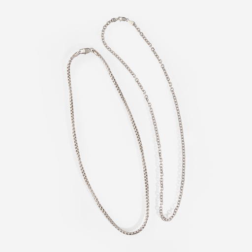 Two Contemporary 14K White Gold Chains (0421) on Dec 08, 2022