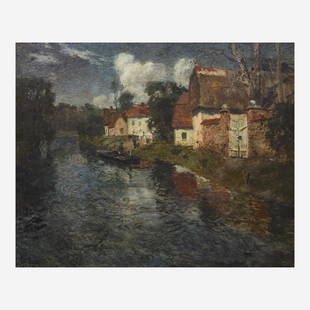 Frits Thaulow (Norwegian, 1847–1906) Canal in Spring: Frits Thaulow (Norwegian, 1847–1906) Canal in Spring Signed 'Frits Thaulow.' (underlined) bottom left, oil on canvas32 x 39 1/2 in. (81.3 x 100.3cm) Provenance Collection of Mr. and Mrs. Edmund