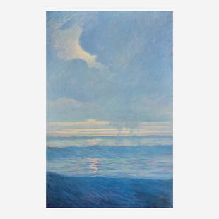 Charles Frederick William Mielatz (American, 1864-1919) Sunset Surf: Signed and dated ‘Mielatz 99’ lower right, oil on canvas 40 x 26 in. (101.6x66cm) ProvenanceEstate of Sydney F. Martin, Doylestown, Pennsylvania and Amelia Island, Florida.