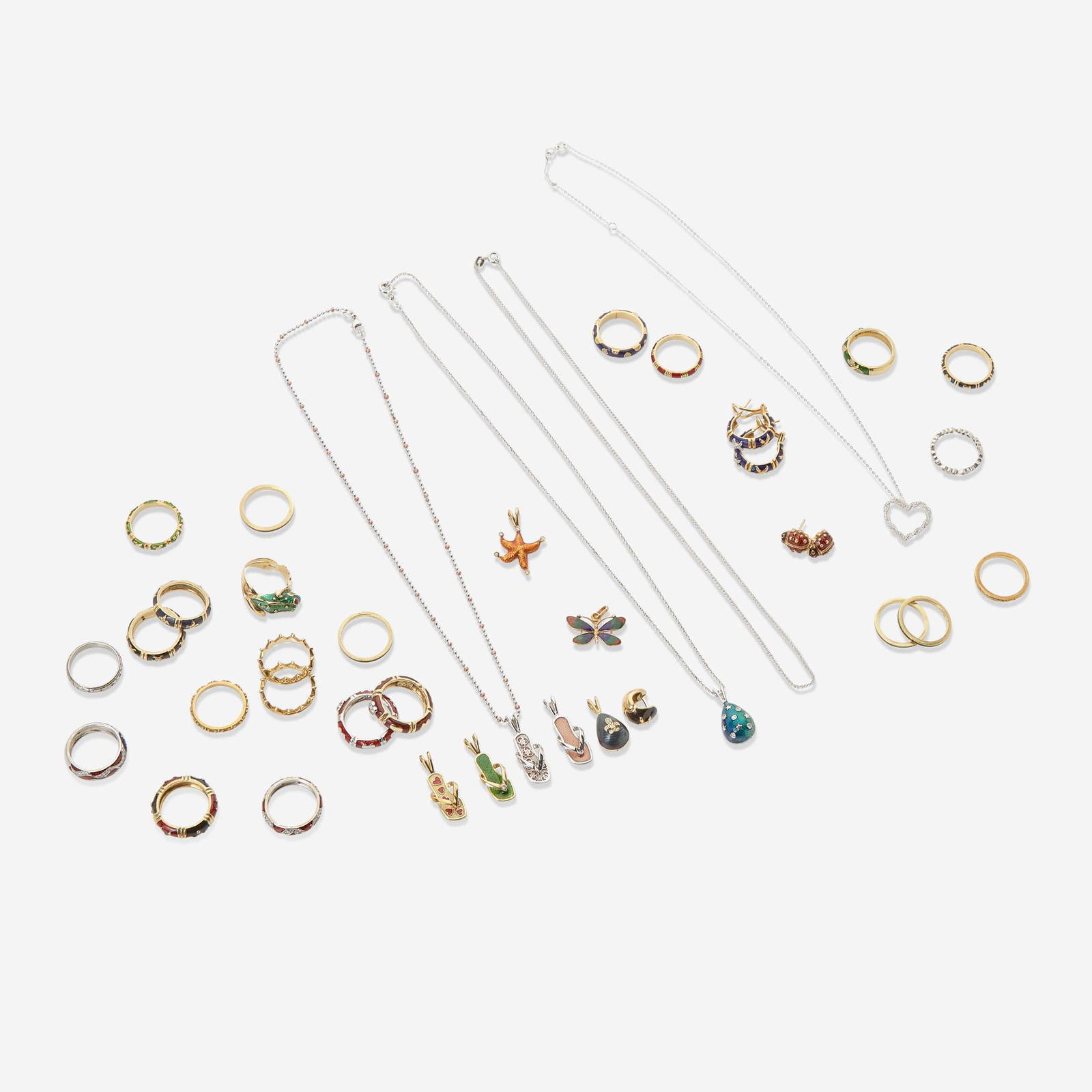 A Collection Of Enamel Gold Jewelry Hidalgo And Others Auction