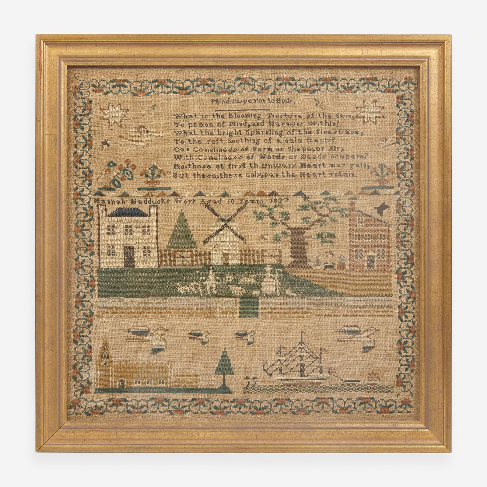 A Needlework Sampler New York, Dated "1827" Auction