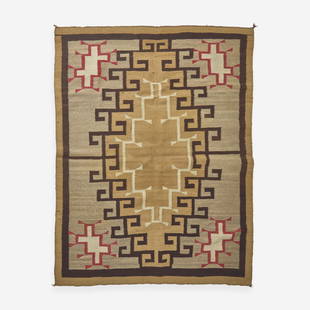 A Navajo Crystal rug Crystal, New Mexico, early 20th century: A Navajo Crystal rug Crystal, New Mexico, early 20th century Woven in red and various earth tones. (66 in. x 52 in.) ProvenanceThe Collection of Dr. Douglas Holsclaw.