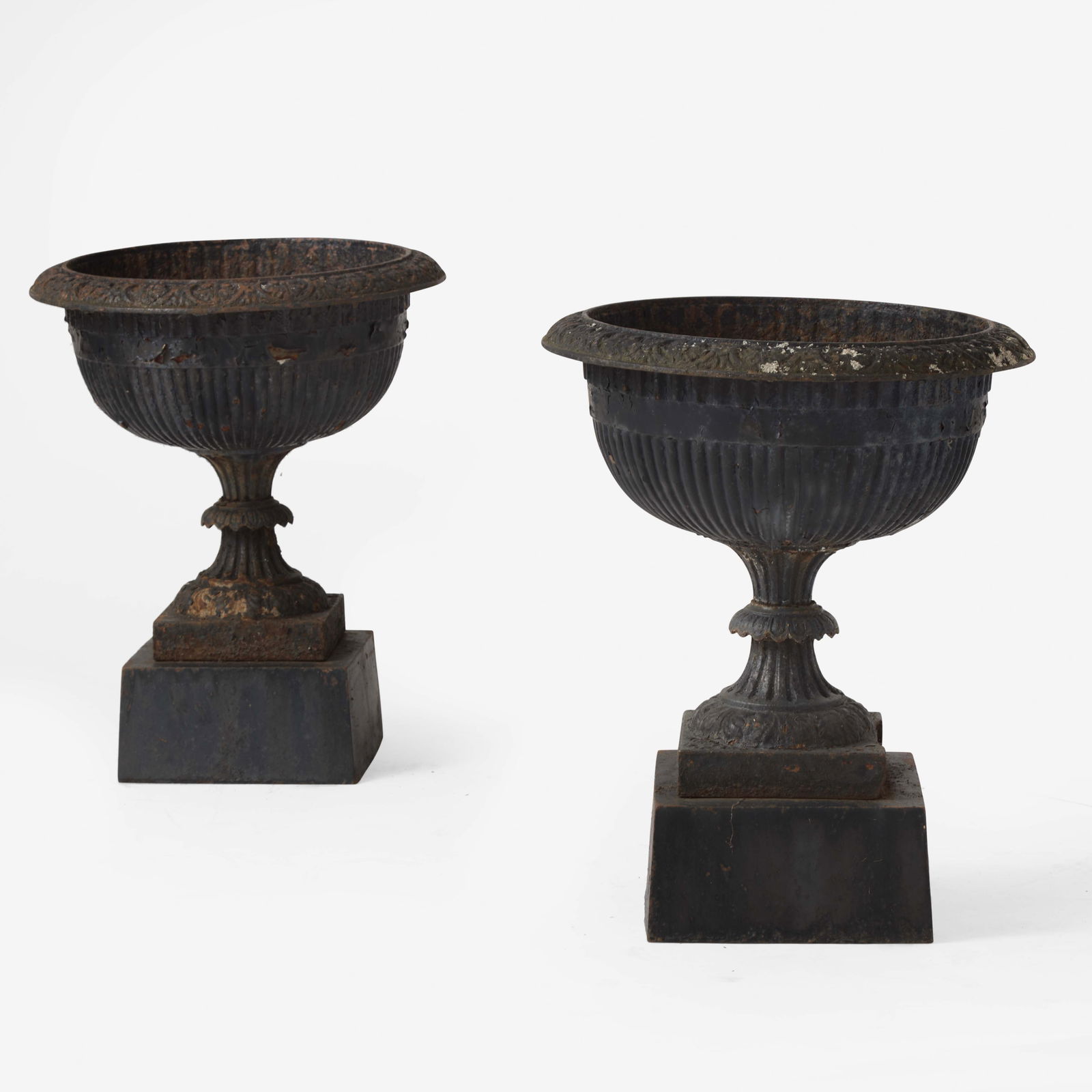 A Pair Of Blackpainted Cast Iron Garden Urns Late 19th Century Auction