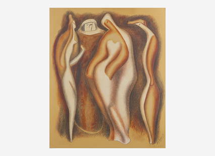 Alexander Archipenko (American/Ukrainian, 1887-1964), Admiration of Venus: Alexander Archipenko (American/Ukrainian, 1887-1964), Admiration of VenusSigned, dated 1944 and titled bottom right, red and black conte crayon, graphite and gouache on paper. 35 7/8 x 29 7/8