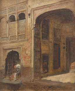 Edwin Lord Weeks (American, 1849-1903) - Street Scene, India: Edwin Lord Weeks (American, 1849-1903) - Street Scene, IndiaStamped ‘EDWIN LORD WEEKS SALE/MARCH 15, 16 & 17, 1905’ verso, oil on canvas 22 x 18 ¼ in. (55.9 x 46.4cm)ProvenanceThe