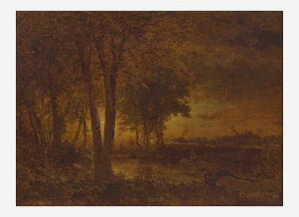 George Inness (American, 1825-1894) - Golden Glow: George Inness (American, 1825-1894) - Golden GlowSigned and dated ‘Geo. Inness 1862’ bottom left, oil on canvas 22 ¼ x 30 in. (56.5 x 76.2cm)ProvenanceClarence W. Seamans, Ilion, New