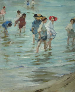 Martha Walter (American, 1875-1976) - Wading in Shallow Water: Martha Walter (American, 1875-1976) - Wading in Shallow WaterOil on canvas 18 1/8 x 15 1/8 in. (46.7 x 38.4cm)ProvenancePrivate Estate, Newport, Rhode Island.