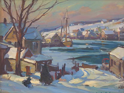 Emile Albert Gruppé (American, 1896-1978) - Gloucester Winter: Emile Albert Gruppé (American, 1896-1978) - Gloucester Winter Signed “Emile A. Gruppe' bottom right; also titled and signed ‘Gloucester Winter/by/Emile A. Gruppe’, and with insc