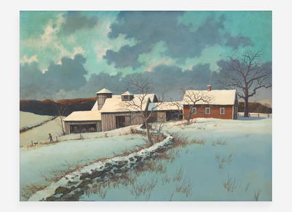 Eric Sloane (American, 1905-1985) - New Hampshire in January: Eric Sloane (American, 1905-1985) - New Hampshire in January Signed and titled ‘New Hampshire in January/Sloane’ bottom left, oil on Masonite 23 ½ x 31 ½ in. (59.9 x 80cm) Housed