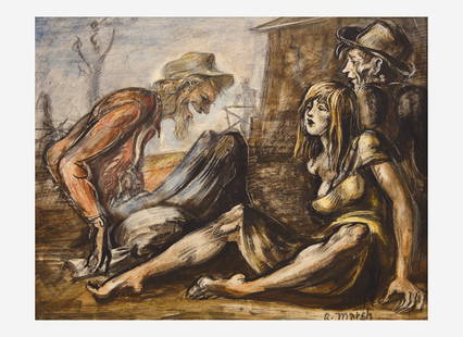 Reginald Marsh (American, 1898-1954) - Tobacco Road: Reginald Marsh (American, 1898-1954) - Tobacco Road Signed ‘R. Marsh’ bottom right, egg tempera on gessoed Masonite 11 ½ x 14 ¾ in. (27.9 x 37.5cm) Provenance Bernard Danenberg G