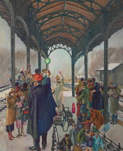 Henry Koerner (American, 1915-1991) - The Station: Henry Koerner (American, 1915-1991) - The Station Oil on canvas 61 x 50 in. (155 x 127cm) Executed in 1978. Provenance The Artist. (Possibly with ACA Galleries, New York, New York). Acquired directly