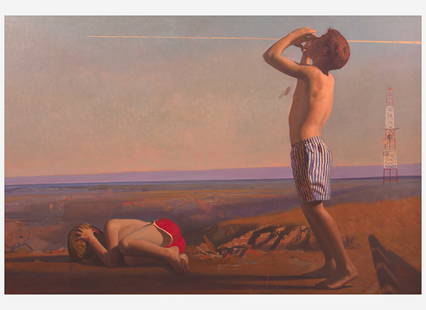 Bo Bartlett (American, B. 1955) - Fear of Division: Bo Bartlett (American, B. 1955) - Fear of Division Initialed ‘IGN’ bottom left, oil on linen 54 ¼ x 80 ¼ in. (137.8 x 203.8cm) Executed in 1989. Provenance P·P·O·W