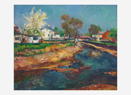 Antonio Pietro Martino (American, 1902-1989) - The Canal (New Hope): Antonio Pietro Martino (American, 1902-1989) - The Canal (New Hope) Signed ‘A.P. Martino’ bottom left, oil on canvas 25 x 30 in. (63.5 x 76.2cm) Provenance Private Estate, Philadelphia, Pe