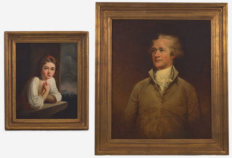 Thomas Waterman Wood (American, 1823–1903)(after Trumbull) - Portrait of a Gentleman together: Thomas Waterman Wood (American, 1823–1903)(after Trumbull) - Portrait of a Gentleman together with (19th Century American) Portrait of a Young Lady Thomas Waterman Wood (American, 1823–190