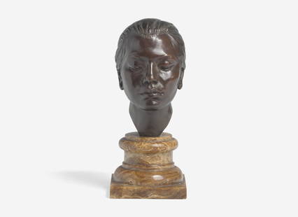 Malvina Hoffman (American, 1885/1887 – 1966) - Head of a Balinese Woman: Malvina Hoffman (American, 1885/1887 – 1966) - Head of a Balinese Woman Signed 'Bali (c) M. Hoffman' Underneath left side; also inscribed ‘C.B.W’ along back base of bronze, Bronze on