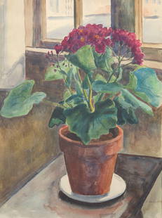 Samuel Halpert (American, 1884–1930) - Geranium: Samuel Halpert (American, 1884–1930) - Geranium Signed ‘S. Halpert 28’ bottom right, watercolor on paper 22.5 x17 in. (57.2x43.2cm) Provenance Freemans Auction, Works from the