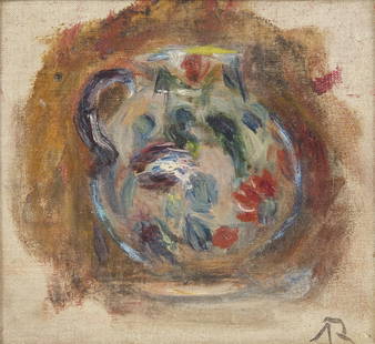 Pierre-Auguste Renoir (French, 1841–1919) - Pot de Faïence: Pierre-Auguste Renoir (French, 1841–1919) - Pot de Faïence Signed with the Artist's initials ‘AR' bottom right; also with faint preparer's stencil verso, oil on canvas 5 ½ x 5 ½