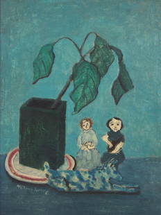 Milton Avery (American, 1885-1965) - Figurines: Milton Avery (American, 1885-1965) - FigurinesSigned ‘Milton Avery’ bottom left, oil on canvas laid down to board 23 3/8 x 17 3/8 in. (59.4 x 44.1cm)ProvenanceThe Artist. Acquired