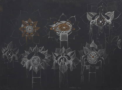 Lee Bontecou (American, 1931-2022) - Untitled: Lee Bontecou (American, 1931-2022) - Untitled Signed and dated ‘Bontecou 1970' bottom center, silver pencil on black paper Sheet size: 18 x 24 in. (45.7 x 60.1cm) Provenance Leo Castelli, New Yo