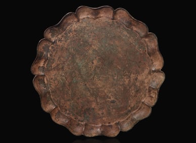 A very large Song/Yuan style patinated bronze charger 宋元式銅加