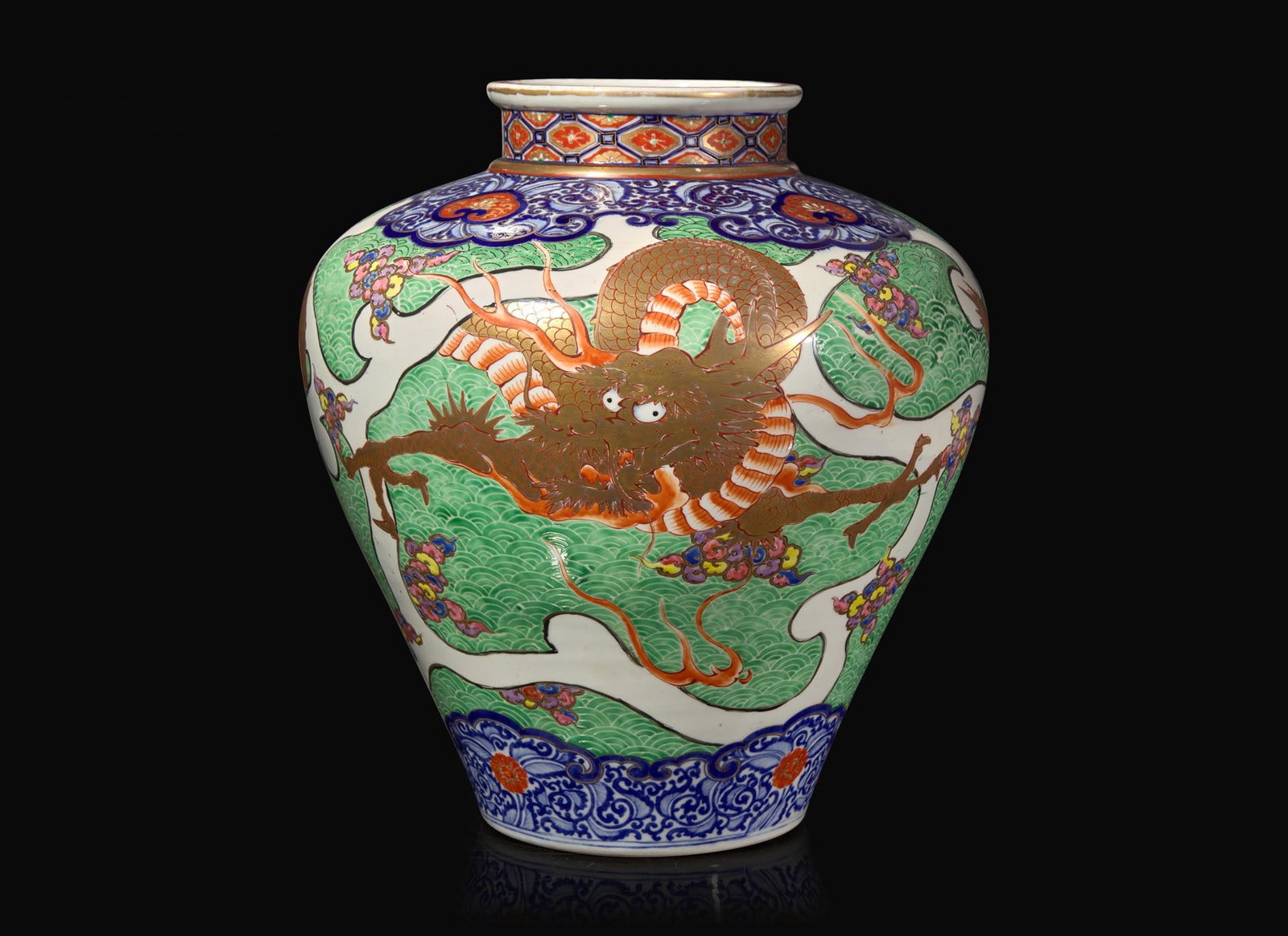 ANCIEN VASE JAPONAIS Satsuma en porcelaine - personnage et dragon