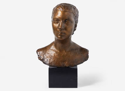 Charles Despiau (French, 1874-1946) - Portrait of Mademoiselle Gisèle Gérard: Charles Despiau (French, 1874-1946) - Portrait of Mademoiselle Gisèle Gérard Incised with founder's mark ‘CIRE/C. VALSUANI/PERDUE’ on the back of the shoulders (left side); also