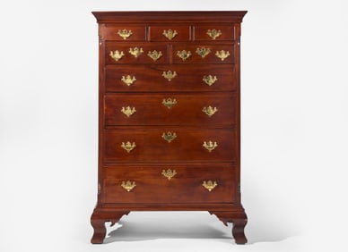 A Chippendale walnut tall chest, Southeastern Pennsylvania, circa 1780
