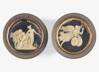 A unique commemorative Neoclassical double-sided composition "Americana Prosperitas" snuff box,