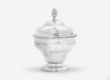 A silver covered sugar bowl, Samuel Richards, Jr. (c. 1765-1827), Philadelphia, PA, circa 1795